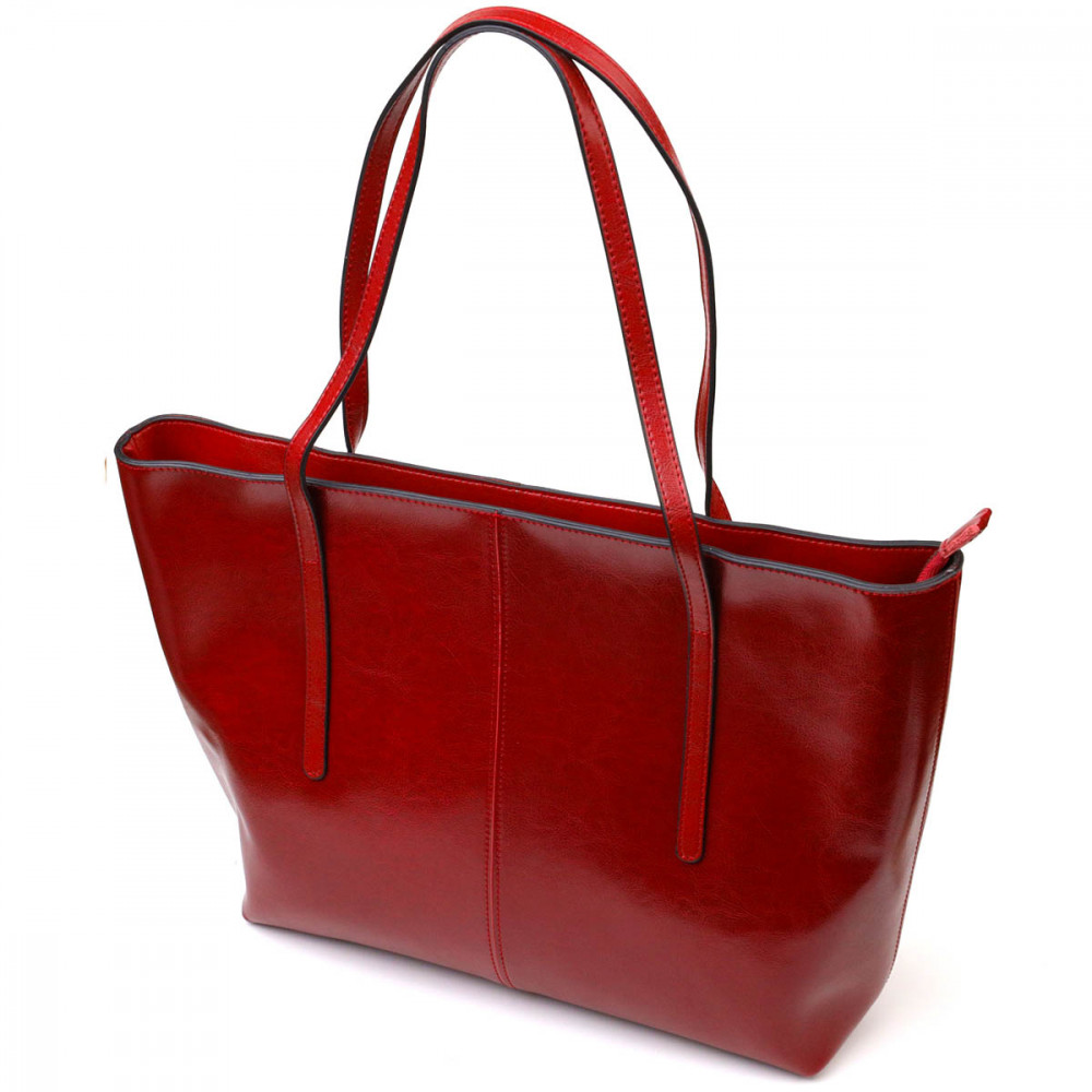 Женская сумка базовая из натуральной кожи красная Vintage