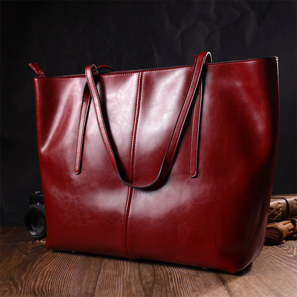 Жіноча сумка базова з натуральної шкіри червона Vintage