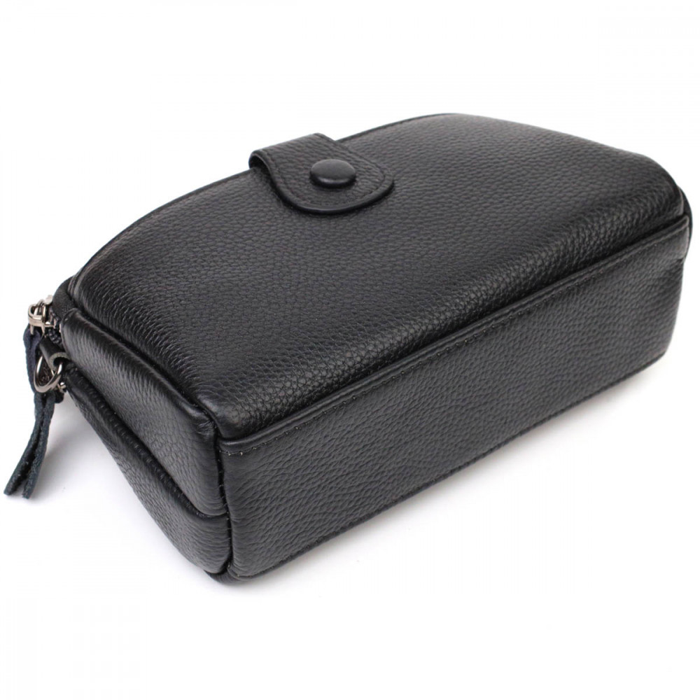 Женская сумка через плечо (клатч) из натуральной кожи черная Vintage