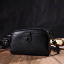 Женская сумка через плечо (клатч) из натуральной кожи черная Vintage