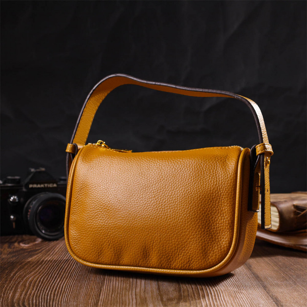 Жіноча сумка через плече з натуральної шкіри жовта Vintage