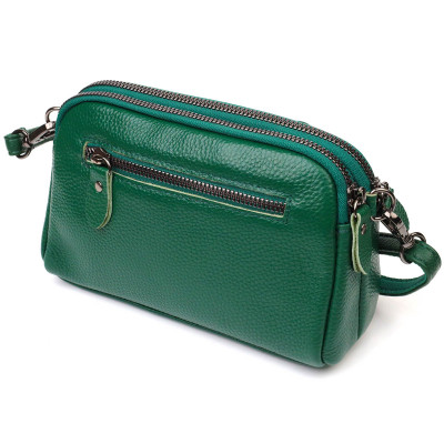Жіноча сумка через плече (клатч) з натуральної шкіри зелена Vintage