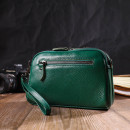 Женская сумка через плечо (клатч) из натуральной кожи зеленая Vintage
