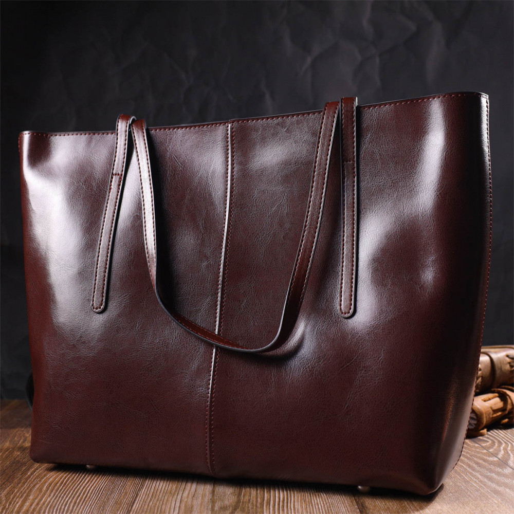 Женская сумка базовая из натуральной кожи коричневая Vintage