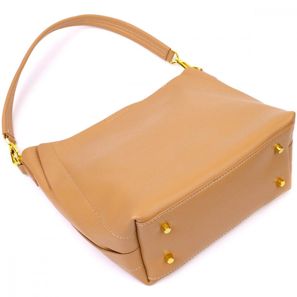 Жіноча сумка базова з натуральної шкіри бежева Vintage