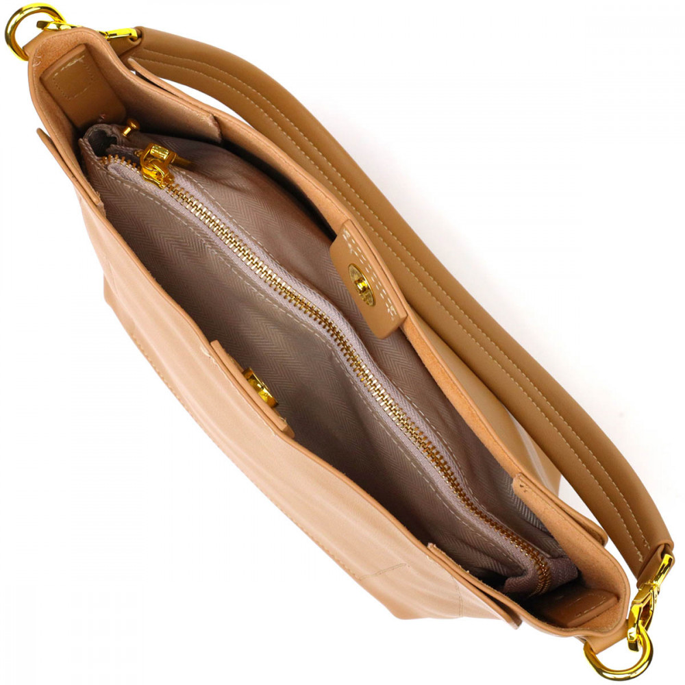 Женская сумка базовая из натуральной кожи бежевая Vintage