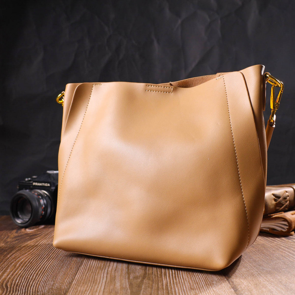 Жіноча сумка базова з натуральної шкіри бежева Vintage