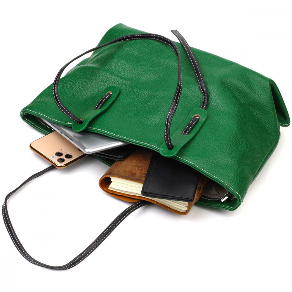 Женская сумка базовая из натуральной кожи зеленая Vintage