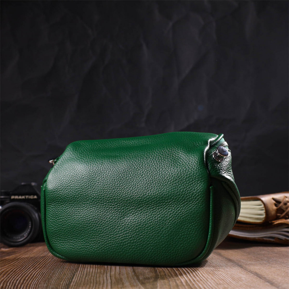 Женская сумка через плечо из натуральной кожи зеленая Vintage