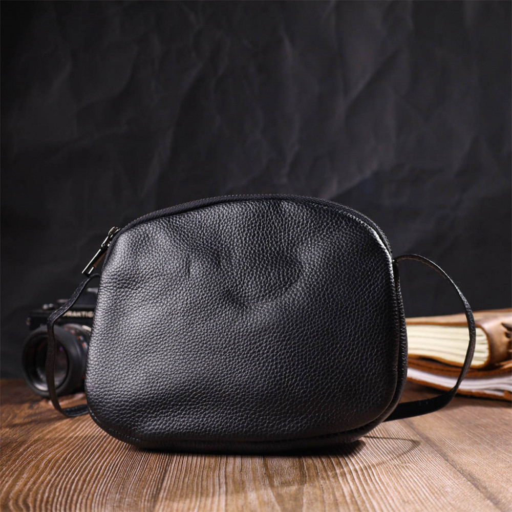 Жіноча сумка через плече з натуральної шкіри чорна Vintage