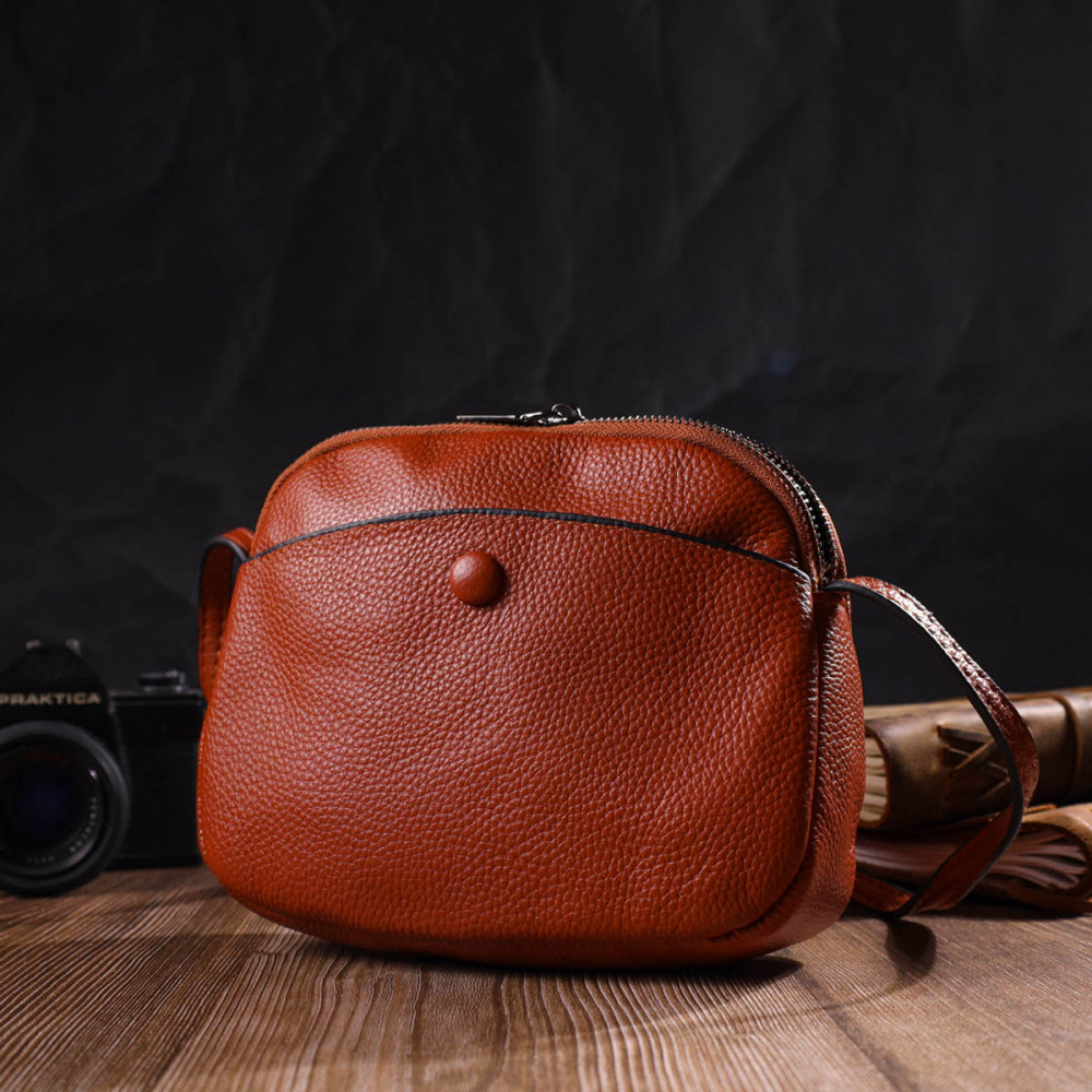 Женская сумка через плечо из натуральной кожи рыжая Vintage