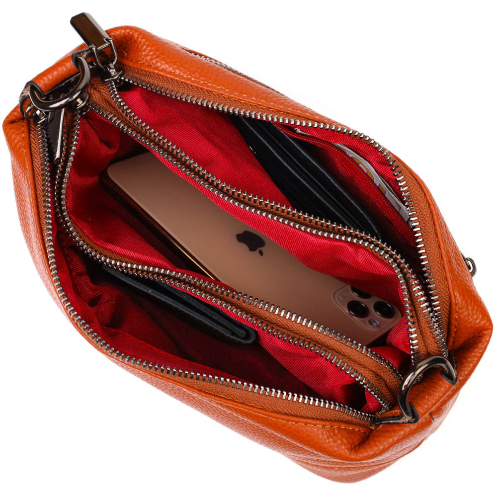 Женская сумка через плечо из натуральной кожи рыжая Vintage