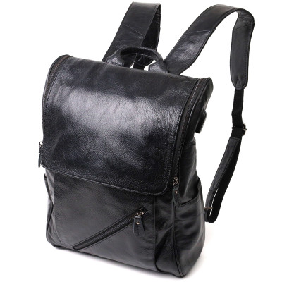 Чоловічий рюкзак з натуральної шкіри чорний Vintage