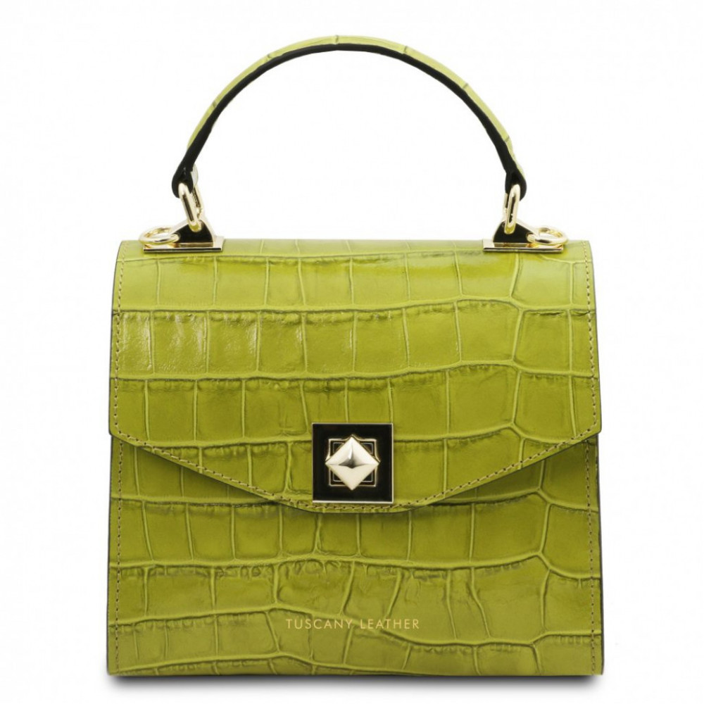 Жіноча сумка базова з натуральної шкіри зелена Tuscany
