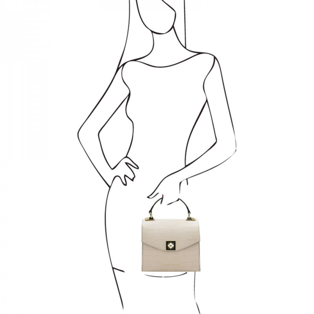 Женская сумка базовая из натуральной кожи бежевая Tuscany