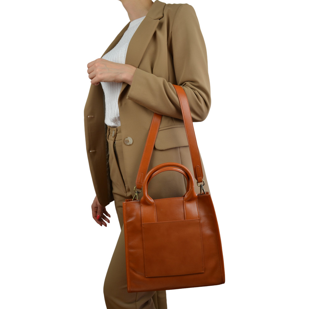 Жіноча сумка базова з натуральної шкіри руда