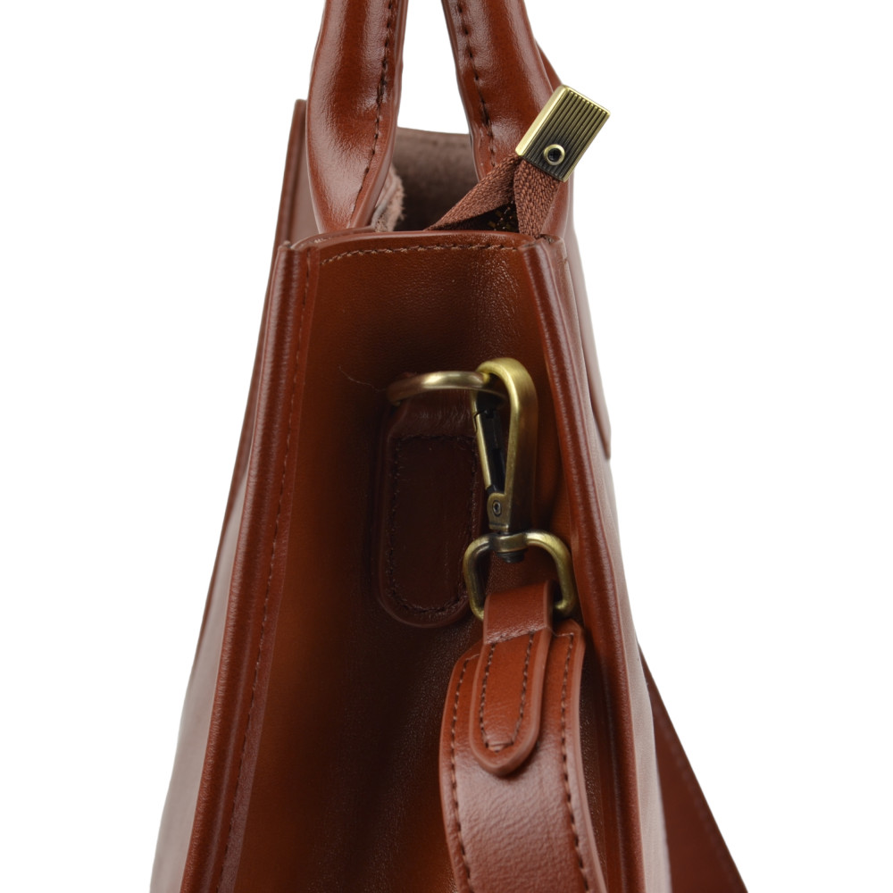 Женская сумка базовая из натуральной кожи рыжая темная