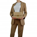 Жіноча сумка крос-боді з натуральної шкіри пудра