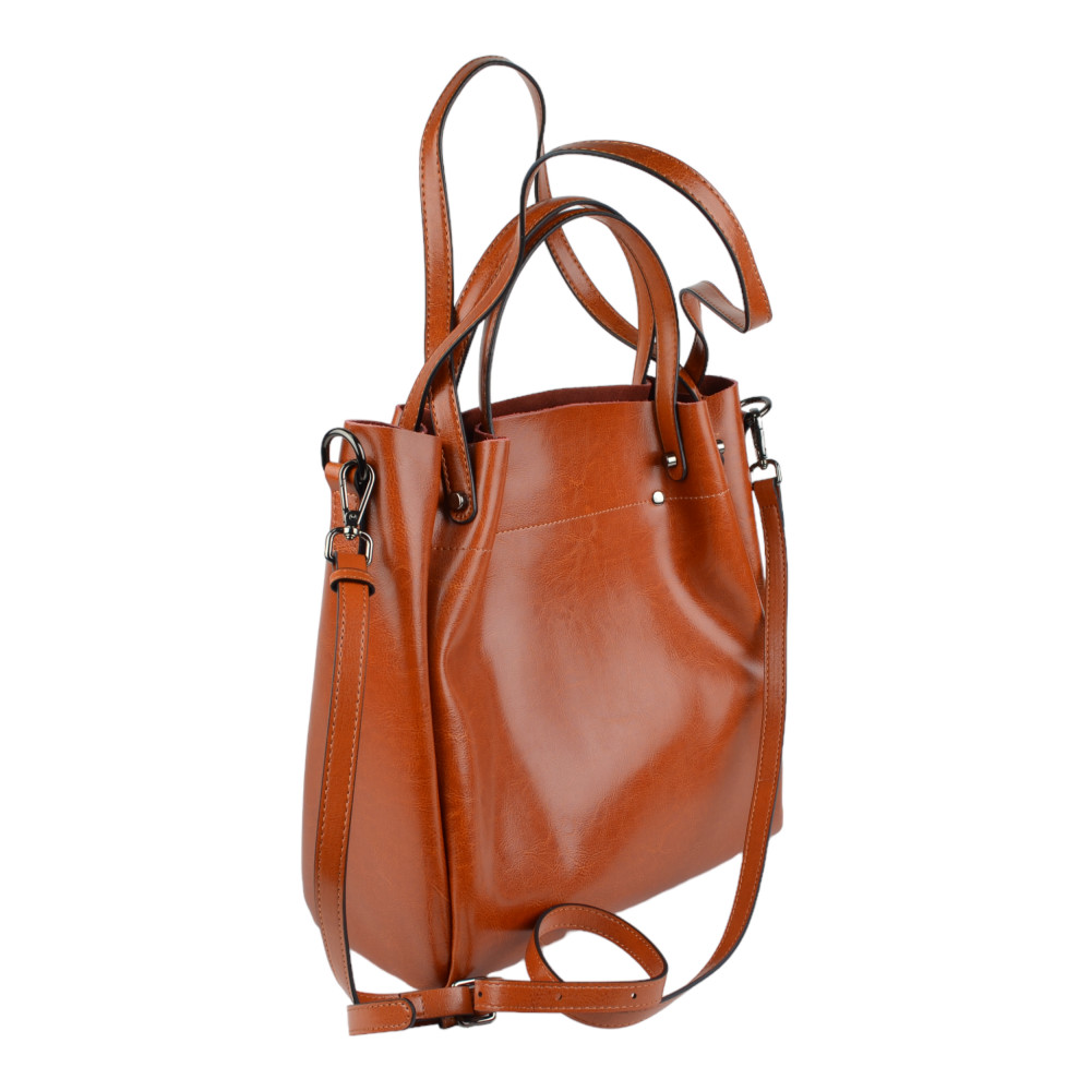 Женская сумка базовая из натуральной кожи рыжая