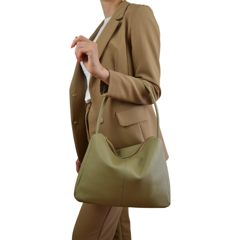Женская сумка базовая из натуральной кожи таупе темный