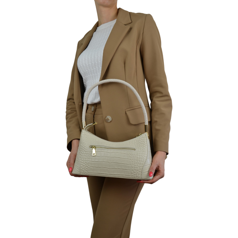 Жіноча сумка базова з натуральної шкіри біла