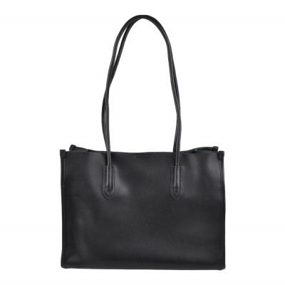 Жіноча сумка шопер з натуральної шкіри чорна