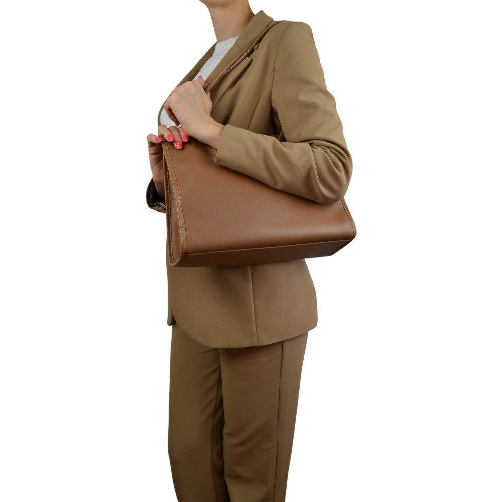Жіноча сумка шопер з натуральної шкіри руда