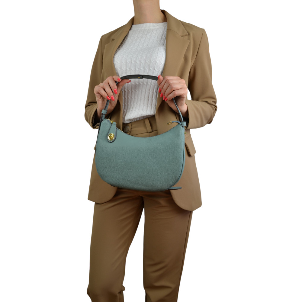 Жіноча сумка базова з натуральної шкіри блакитна
