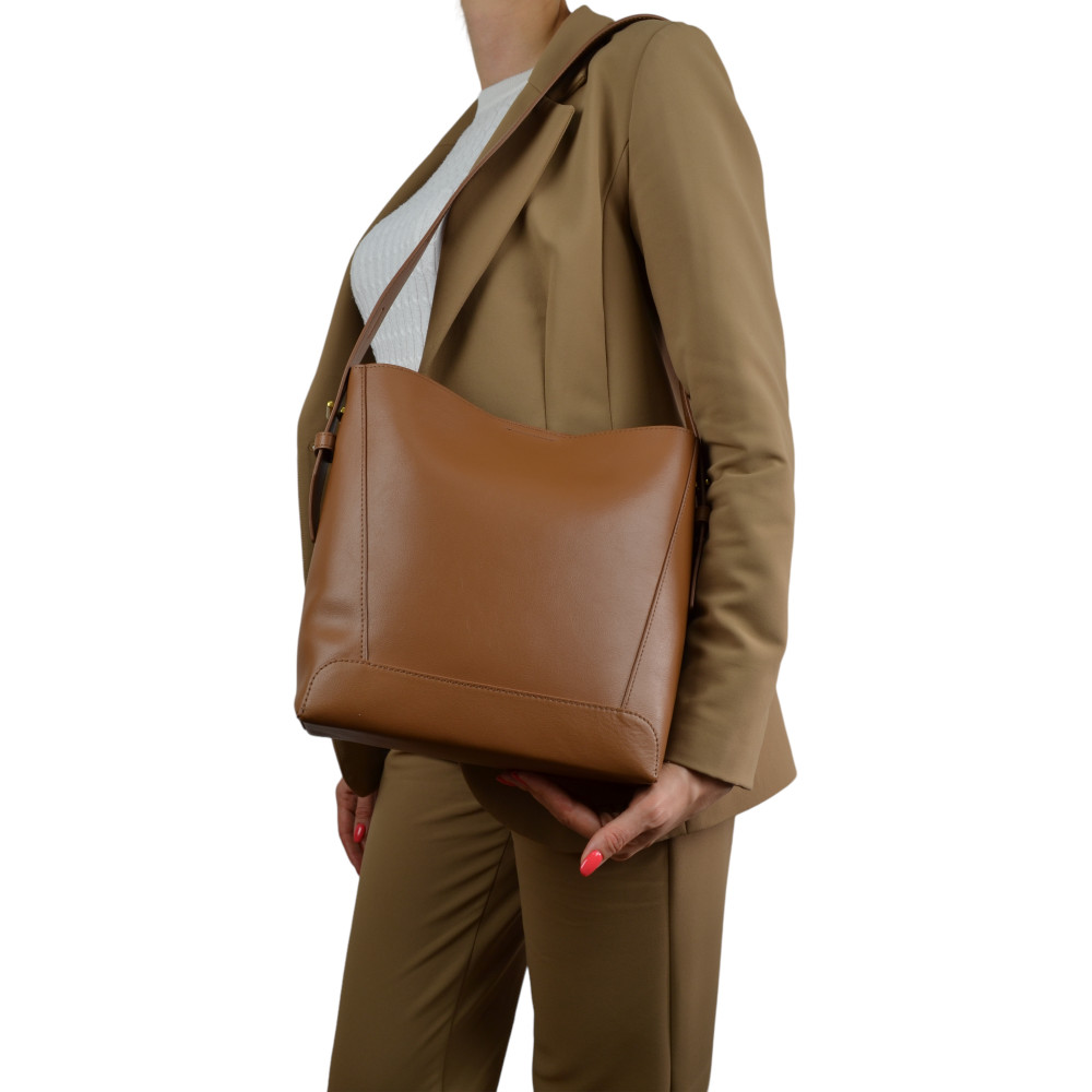 Жіноча сумка базова з натуральної шкіри через плече руда