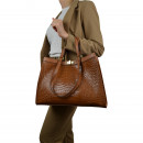 Жіноча сумка базова з натуральної шкіри руда