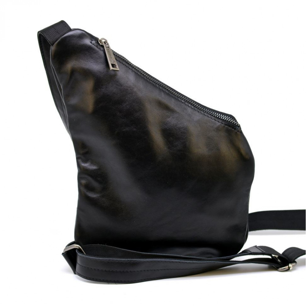 Мужская сумка через плечо из натуральной кожи черная TARWA