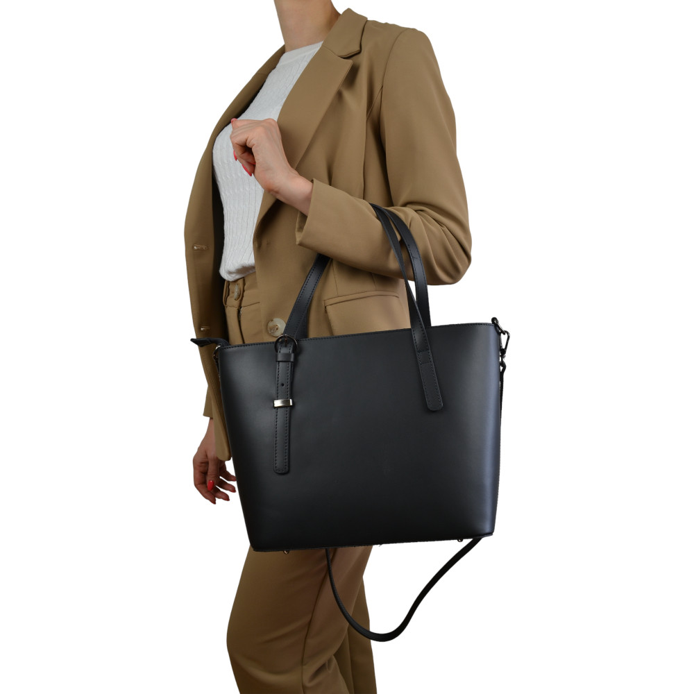Женская сумка базовая из натуральной кожи черная Virginia Conti